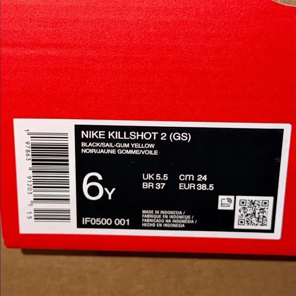 Nike Killshot 2 GS Black Sail White IF0500-001 Size 6Y